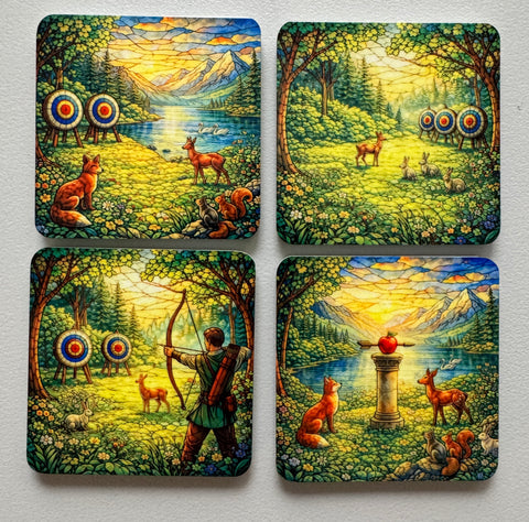 Kühlschrankmagnet, 4er Set Bogensport